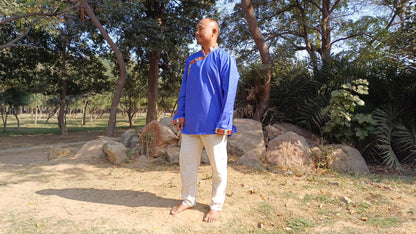 Traditional Tibetan Brocade Design Cotton Buddhist Yogi Shirt,Tibetan Meditation Shirt,Ethnic Tibetan  Long Sleeve Buddhist Prayer Cloth