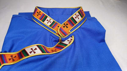 Traditional Tibetan Brocade Design Cotton Buddhist Yogi Shirt,Tibetan Meditation Shirt,Ethnic Tibetan  Long Sleeve Buddhist Prayer Cloth