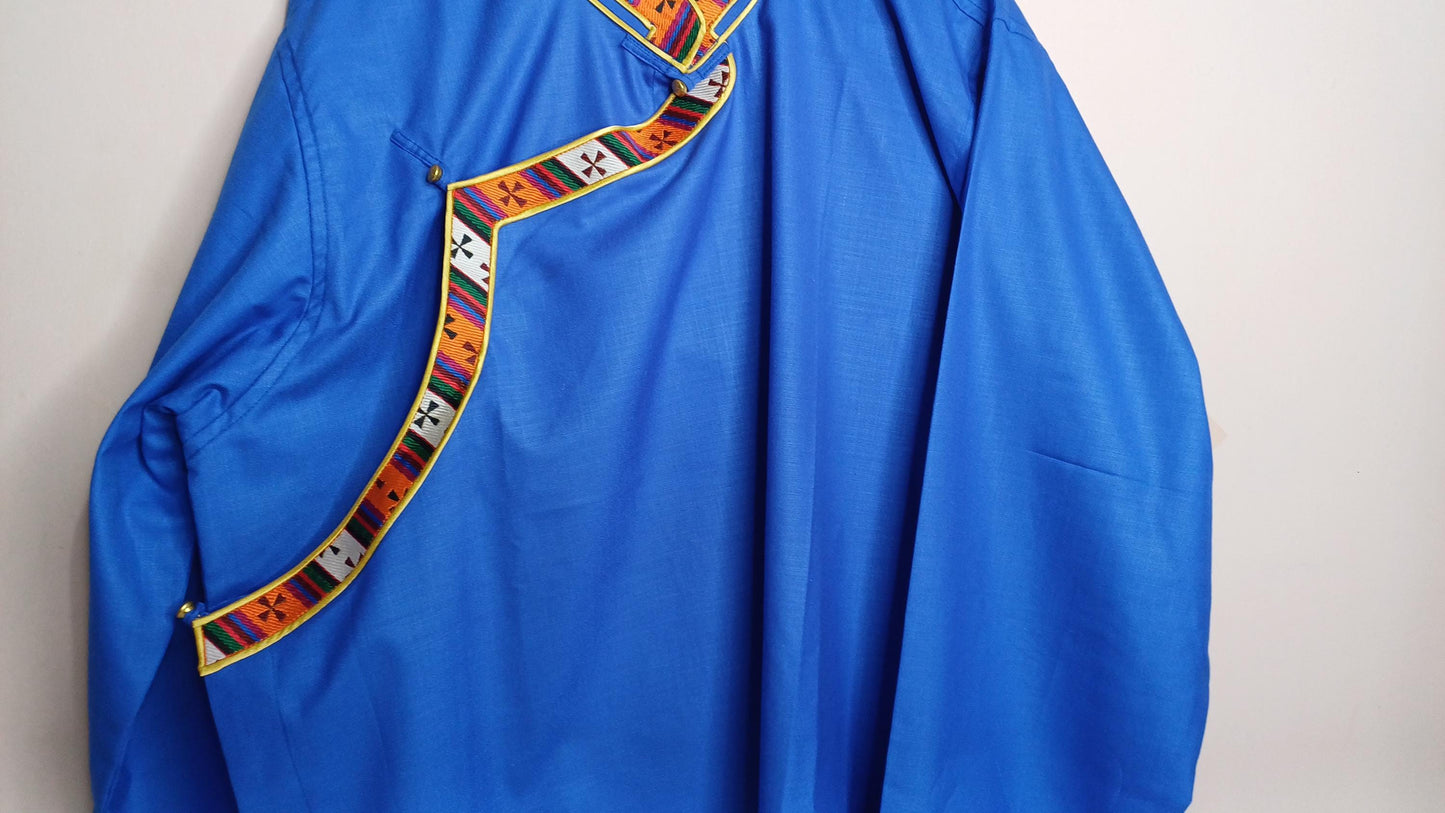 Traditional Tibetan Brocade Design Cotton Buddhist Yogi Shirt,Tibetan Meditation Shirt,Ethnic Tibetan  Long Sleeve Buddhist Prayer Cloth