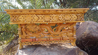Dragon Handcarved Foldable Wooden Tibetan Buddhist Altar,Buddhist Prayer Table,Tibetan Meditation Altar,Traditional Tibetan Table
