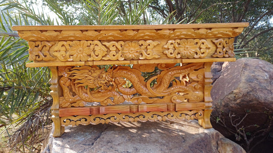 Dragon Handcarved Foldable Wooden Tibetan Buddhist Altar,Buddhist Prayer Table,Tibetan Meditation Altar,Traditional Tibetan Table