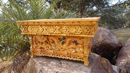 Dragon Handcarved Foldable Wooden Tibetan Buddhist Altar,Buddhist Prayer Table,Tibetan Meditation Altar,Traditional Tibetan Table