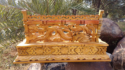 Dragon Handcarved Foldable Wooden Tibetan Buddhist Altar,Buddhist Prayer Table,Tibetan Meditation Altar,Traditional Tibetan Table