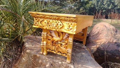 Dragon Handcarved Foldable Wooden Tibetan Buddhist Altar,Buddhist Prayer Table,Tibetan Meditation Altar,Traditional Tibetan Table