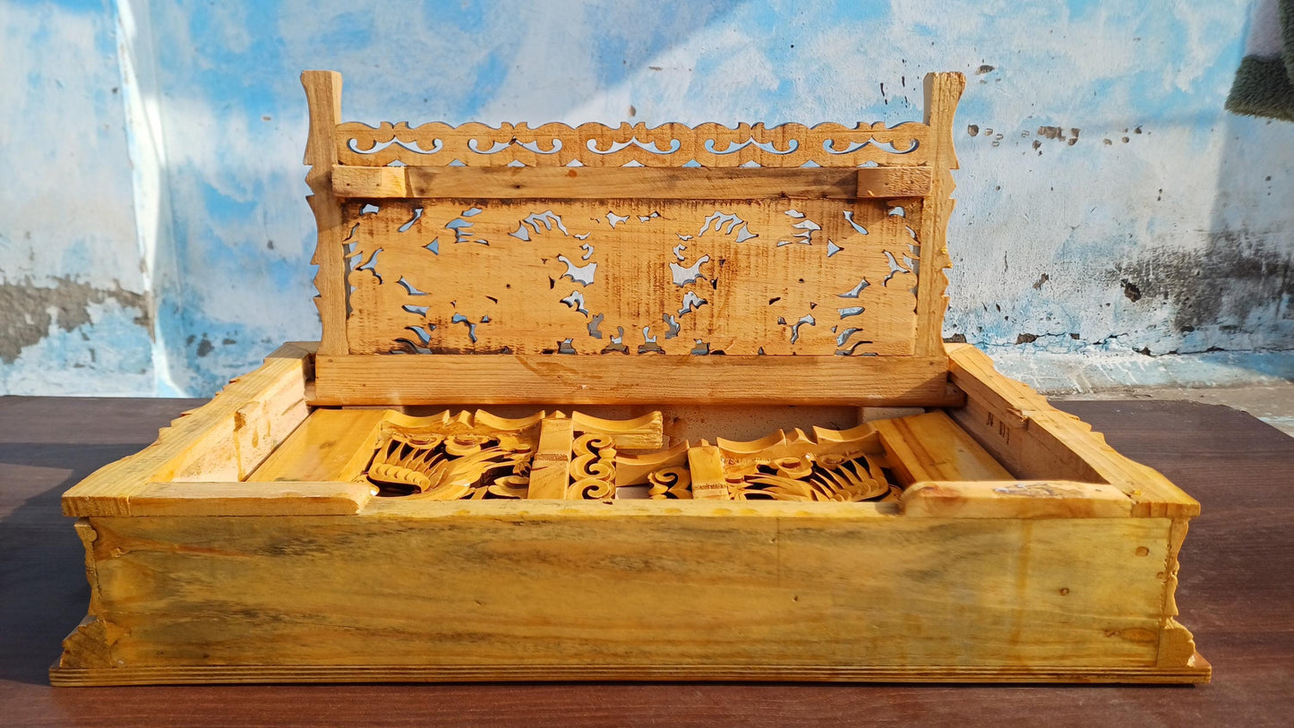 Handcarved Snow Lion Foldable Solid Wooden Tibetan Buddhist Altar,Buddhist Prayer Table,Tibetan Meditation Altar,Traditional Tibetan Table