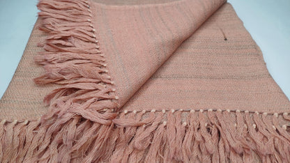 EVEREST Large Thick Soft Peach Color Handwoven Pure Himalayan Yak Wool Meditation Blanket,Tibetan Yak Wool Wrap,Himalayan Wool Prayer Zen,