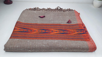 SHAMBHU Handwoven Brown Pure Himalayan Yak Wool Prayer Shawl,Yak Wool Meditation Scarf,Tibetan Yak Wool Wrap,Ethnic Himalayan Yak Prayer Zen