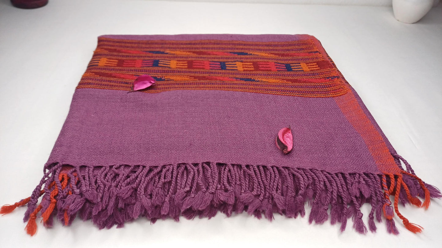 PARVATI Handwoven Purple Color Pure Himalayan Yak Wool Prayer Shawl,Yak Wool Meditation Wrap,Tibetan Yak Wool Blanket,Himalayan Yak Wrap/Zen