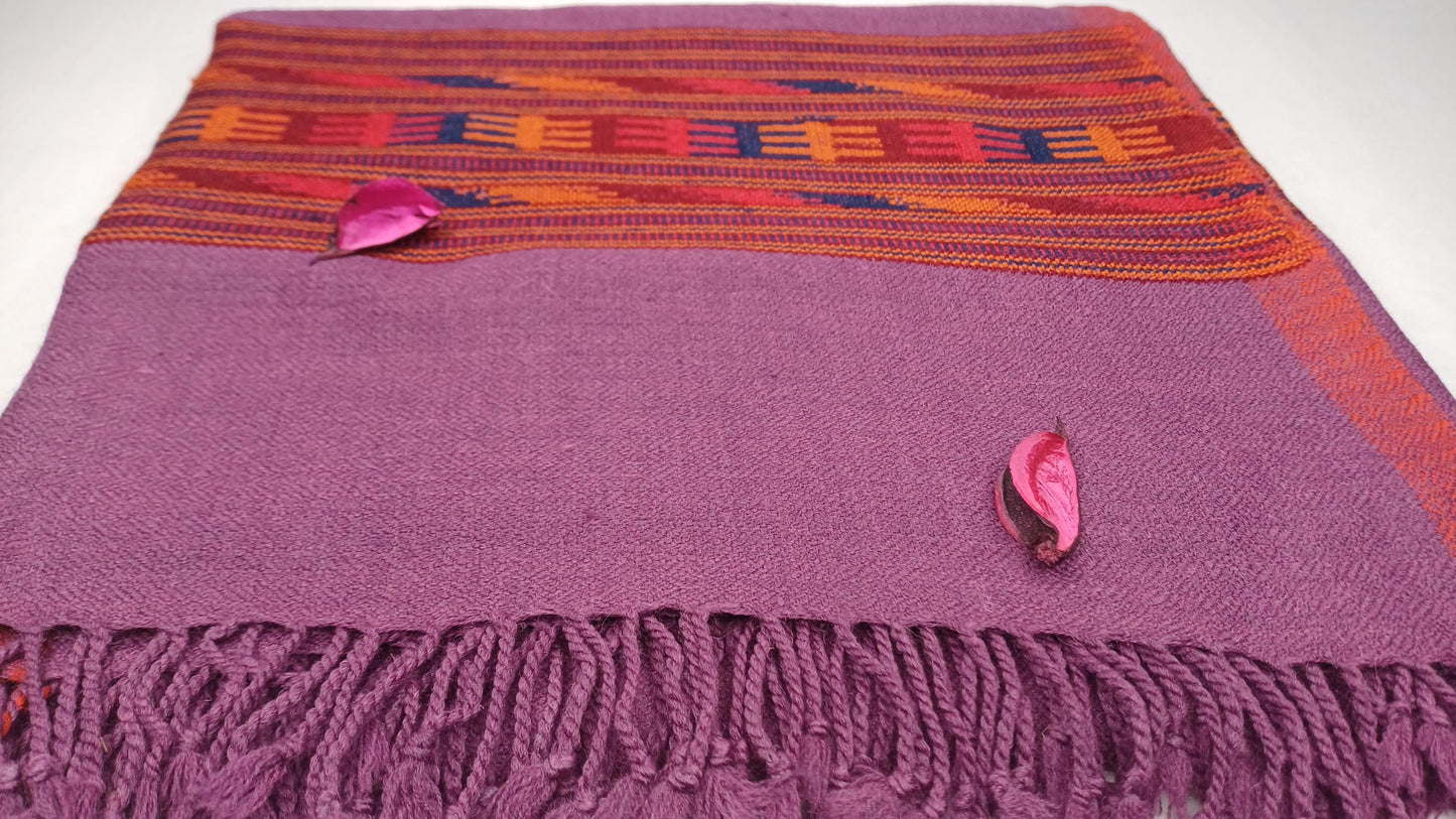 PARVATI Handwoven Purple Color Pure Himalayan Yak Wool Prayer Shawl,Yak Wool Meditation Wrap,Tibetan Yak Wool Blanket,Himalayan Yak Wrap/Zen