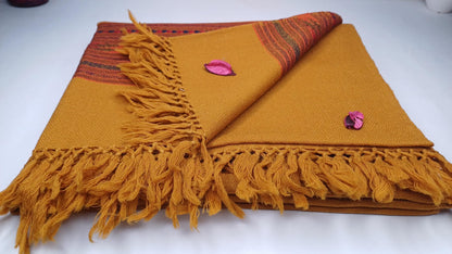 Handwoven Saffron Himalayan Sheep Wool Meditation Shawl,Ethnic Indian Prayer Wrap,Himalayan Wool Wrap, Handmade Indian Shawl,Kullu Shawl