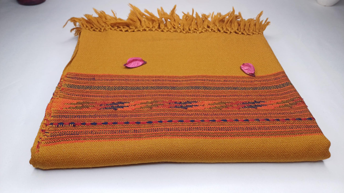 Handwoven Saffron Himalayan Sheep Wool Meditation Shawl,Ethnic Indian Prayer Wrap,Himalayan Wool Wrap, Handmade Indian Shawl,Kullu Shawl