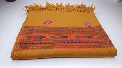 Handwoven Saffron Himalayan Sheep Wool Meditation Shawl,Ethnic Indian Prayer Wrap,Himalayan Wool Wrap, Handmade Indian Shawl,Kullu Shawl