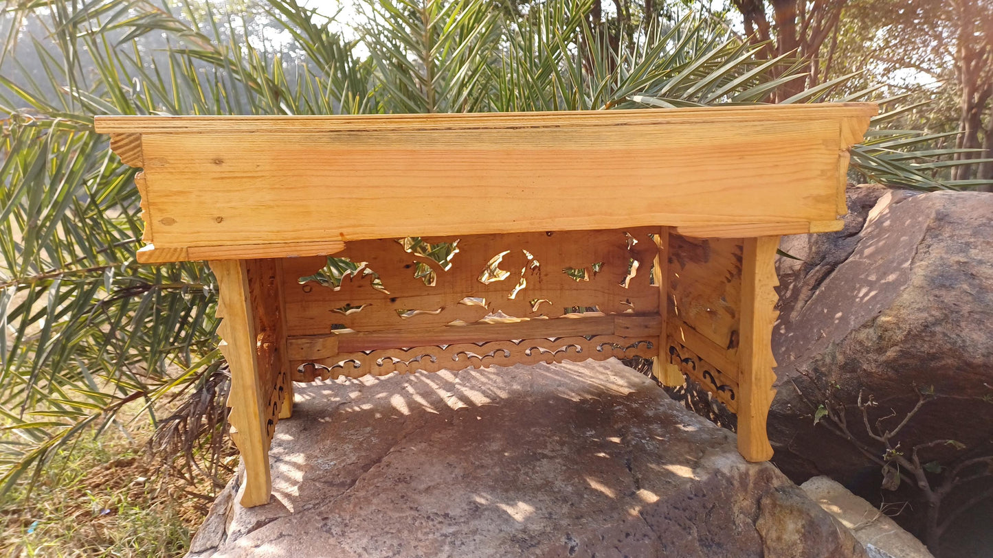 Dragon Handcarved Foldable Wooden Tibetan Buddhist Altar,Buddhist Prayer Table,Tibetan Meditation Altar,Traditional Tibetan Table