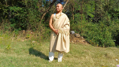 DHARMA Large Handspun Handwoven Khaki Color Pure Himalayan Yak Wool Blanket,Oversize Yak Meditation Shawl,Ethnic Indian Yak Prayer Blanket