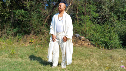 OM X-Large Handwoven OffWhite Thick/Heavy Authentic Himalayan Yak Wool Meditation Blanket,Yak Prayer Shawl,Tibetan Yak Wool Prayer Wrap
