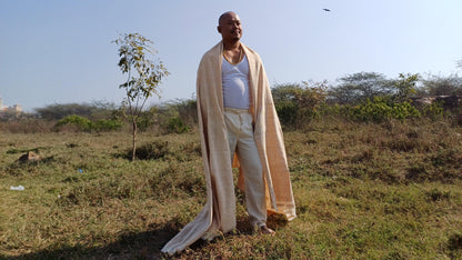 PEACE Silk X-Large Traditional Handspun/Handwoven Pure Raw Eri Silk Meditation Shawl,Oversize Non-violent Silk Wrap,Ethical Silk Prayer Zen
