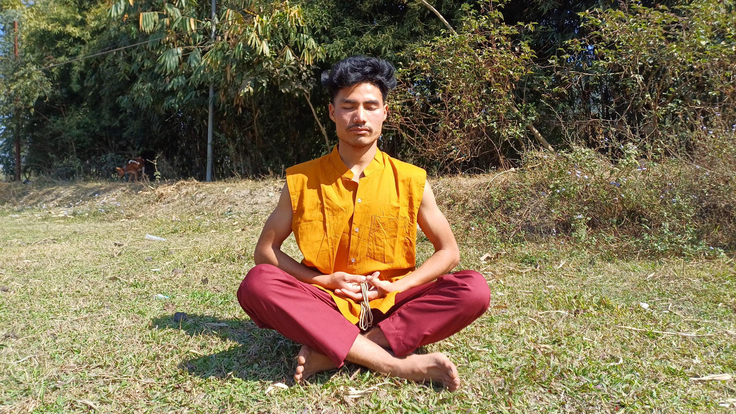 Organic Cotton Maroon Tibetan Buddhist Monk Shirt,Monk Blouse,Buddhist Monk Shirt,Nun Meditation Top,Temple clothing,Spiritual fabric