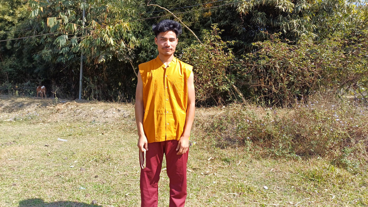 Organic Cotton Maroon Tibetan Buddhist Monk Shirt,Monk Blouse,Buddhist Monk Shirt,Nun Meditation Top,Temple clothing,Spiritual fabric