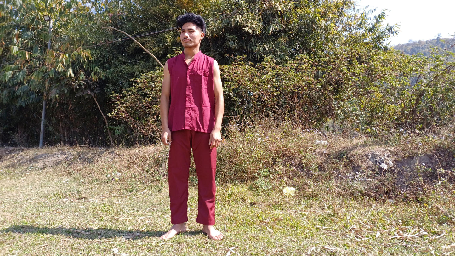 Tibetan Traditional Meditation Suit,Buddhist Prayer Cloth,Buddhist Meditation Robe,Mens Meditation Pant and Shirt,Tibetan Clothing for Men