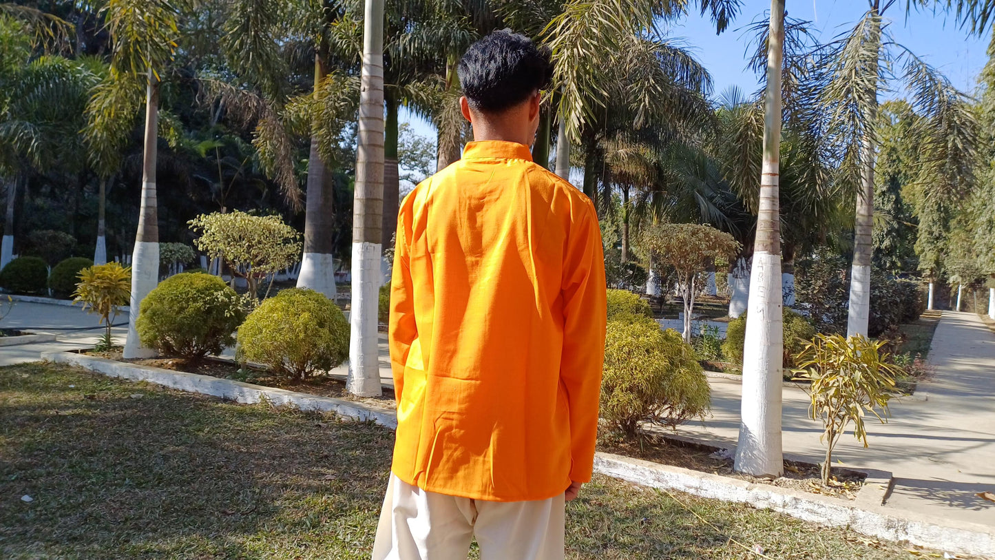 Traditional Tibetan Pure Cotton Copper Color Long Sleeves Buddhist Yogi Meditation Shirt,Ethnic Tibetan Prayer Shirt,Unisex Tibetan Clothing