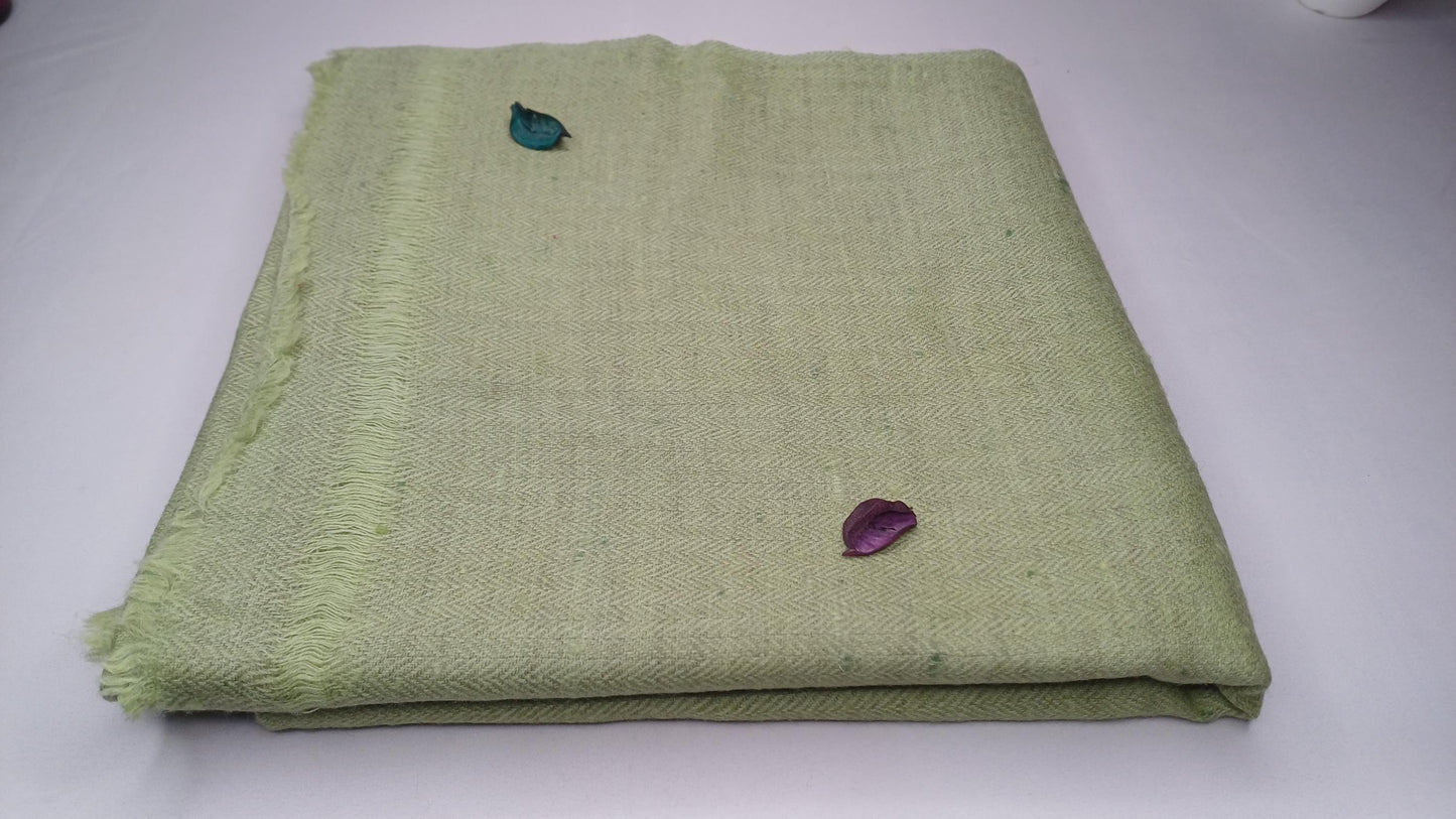 Handwoven Ethical Lime  Pure Himalayan Yak Wool Meditation Shawl,Yak Wool Prayer Scarf,Yak Wool Blanket,Ethnic Indian Yak Meditation Wrap
