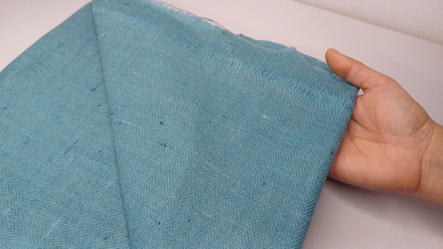Handwoven Ethical Aqua Blue Pure Himalayan Yak Wool Meditation Shawl,YakWool Prayer Scarf,Yak Wool Blanket,Ethnic Indian Yak Meditation Wrap