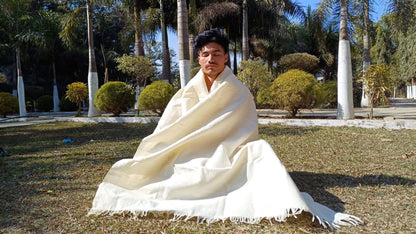 AHIMSA Large Traditional Handspun And Handwoven Raw Eri Silk Meditation Shawl,Oversize Peace Silk Zen,Ethical Silk Prayer Meditation Wrap