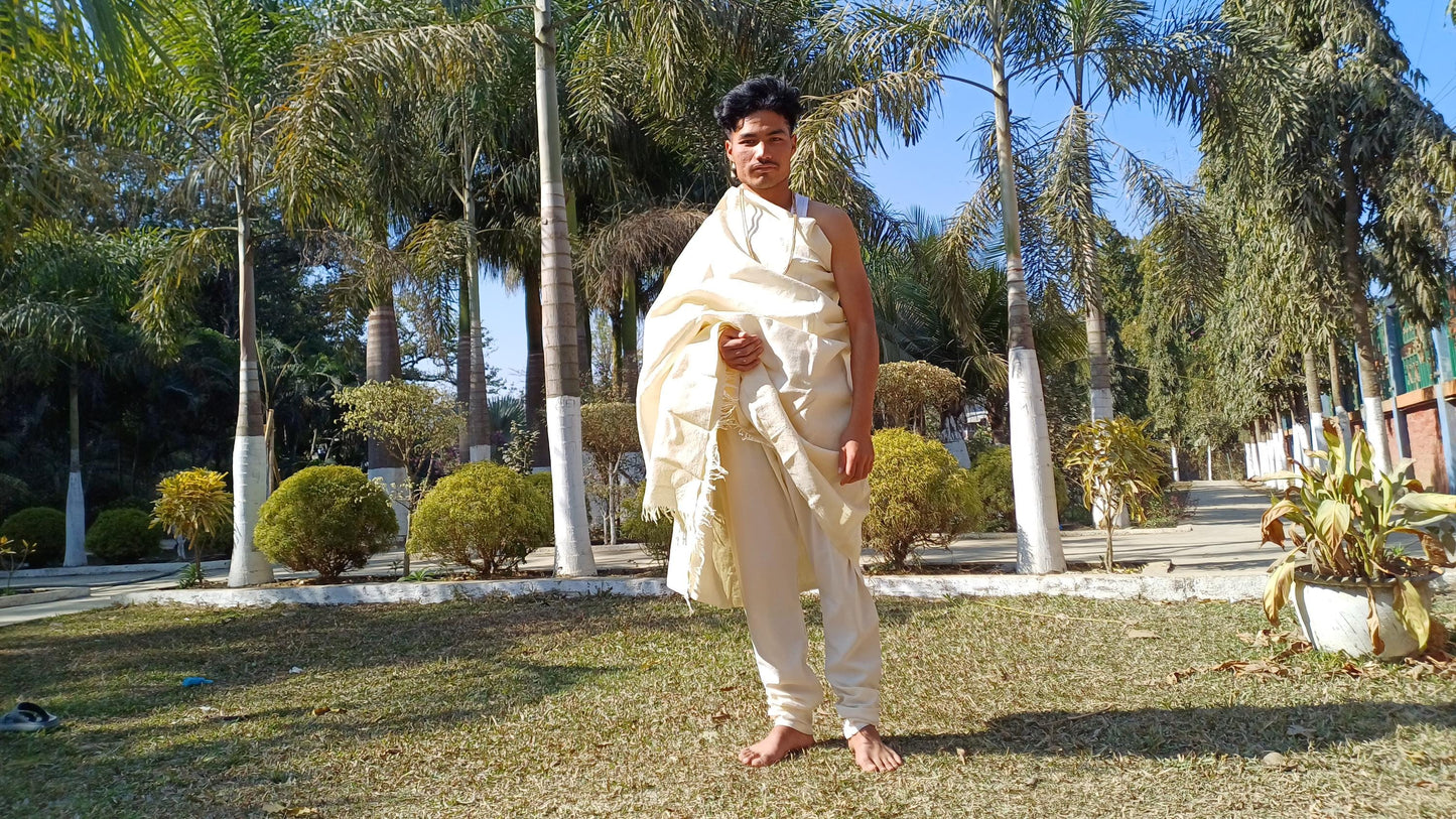 AHIMSA Large Traditional Handspun And Handwoven Raw Eri Silk Meditation Shawl,Oversize Peace Silk Zen,Ethical Silk Prayer Meditation Wrap