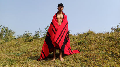 Large Thick Handwoven Black And Red Naga Tribe Traditional Blanket,Ethnic Sofa Throw,Native Indian Cloth,Naga Tribes Shawl,Tribal Wall Decor