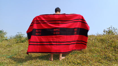 Large Thick Handwoven Black And Red Naga Tribe Traditional Blanket,Ethnic Sofa Throw,Native Indian Cloth,Naga Tribes Shawl,Tribal Wall Decor