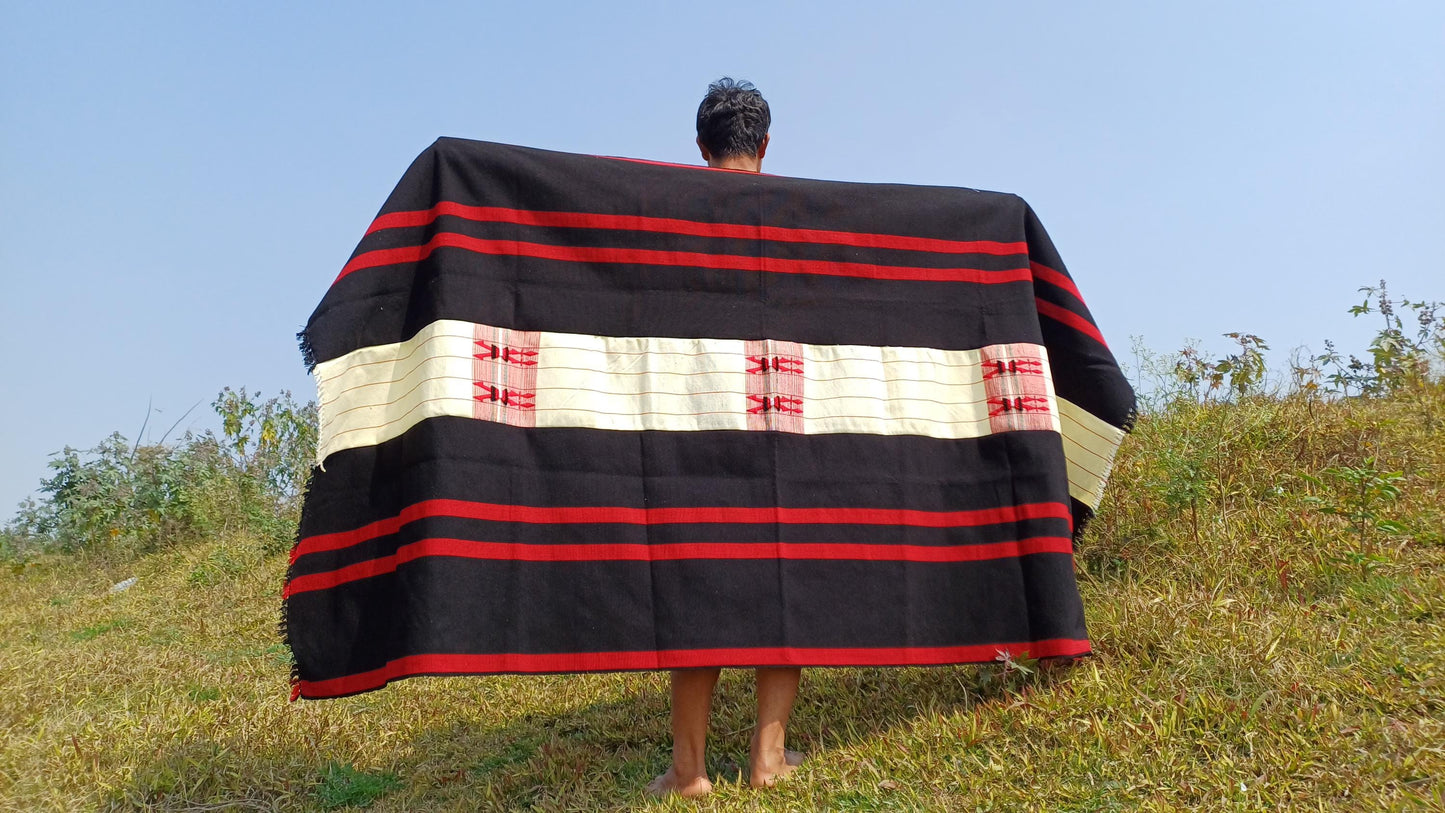 Handwoven Naga Tribes Traditional Blanket,Native Indians Shawl,Ethnic Embroidery Tribal Throw Blanket/Wrap,Tribal Home Decor,Earthy Clothing