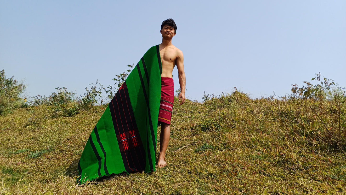 Handwoven Naga Tribes Traditional Blanket,Native Indians Shawl,Ethnic Embroidery Tribal Throw Blanket/Wrap,Tribal Home Decor,Earthy Clothing