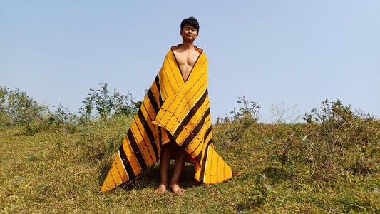 Large Thick Handwoven Black/Yellow Naga Tribe Traditional Blanket,Ethnic Sofa Throw,Native Indian Cloth,Naga Tribes Shawl,Tribal Wall Decor