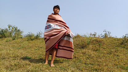 Handwoven Naga Tribes Traditional Blanket,Native Indians Shawl,Ethnic Embroidery Tribal Throw Blanket/Wrap,Tribal Home Decor,Earthy Clothing