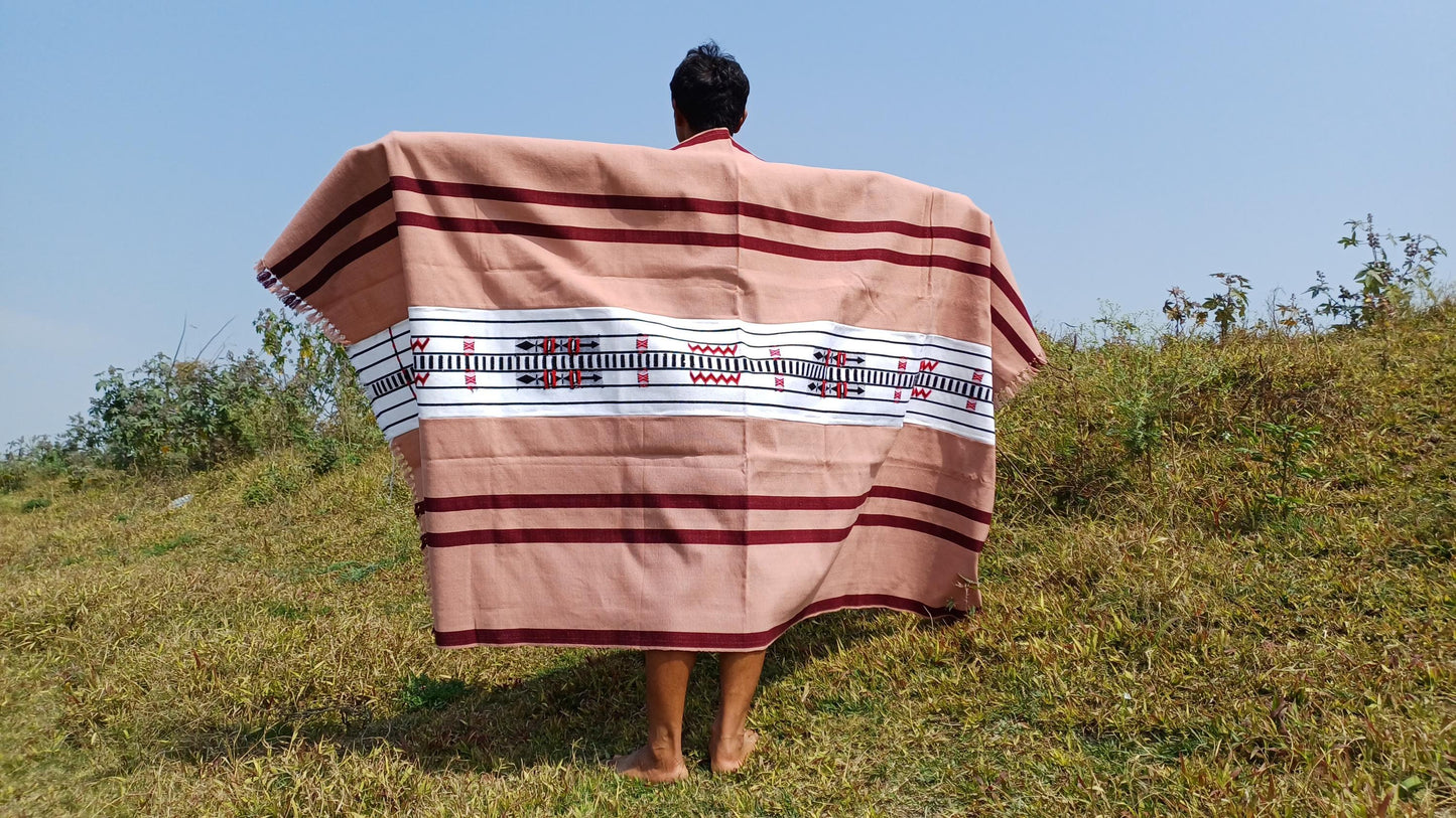 Handwoven Naga Tribes Traditional Blanket,Native Indians Shawl,Ethnic Embroidery Tribal Throw Blanket/Wrap,Tribal Home Decor,Earthy Clothing
