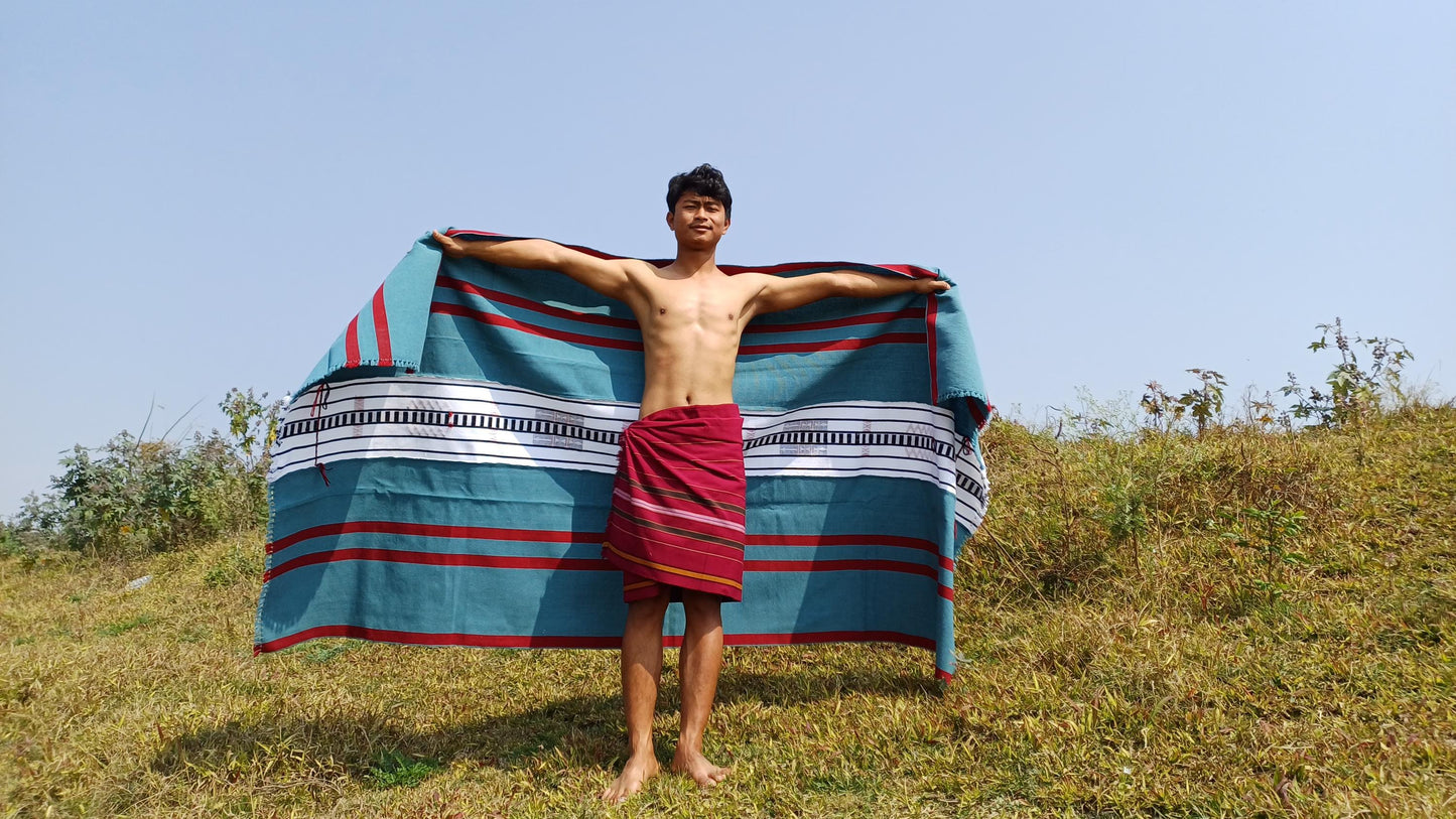 Handwoven Naga Tribes Traditional Blanket,Native Indians Shawl,Ethnic Embroidery Tribal Throw Blanket/Wrap,Tribal Home Decor,Earthy Clothing