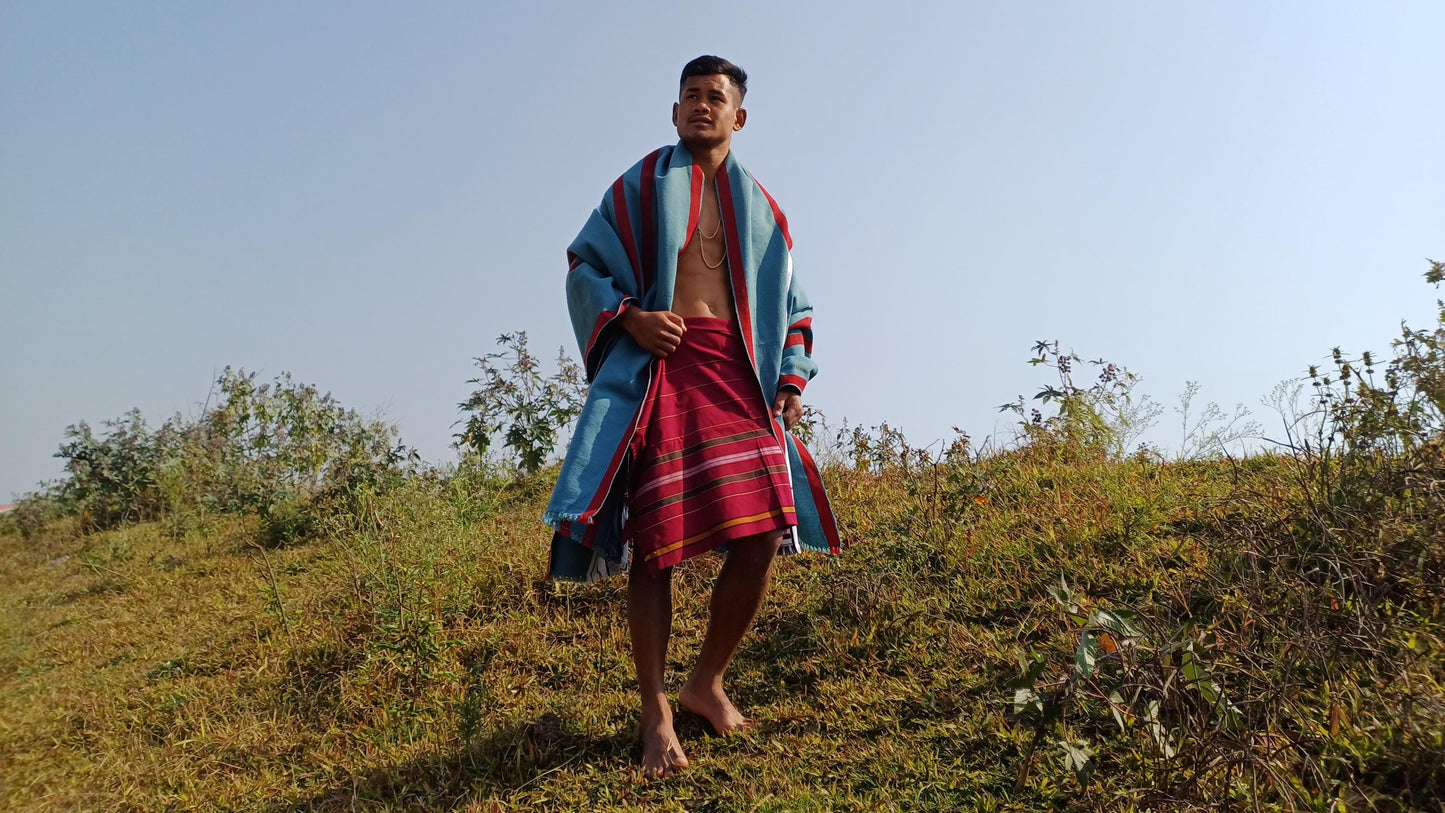 Handwoven Naga Tribes Traditional Blanket,Native Indians Shawl,Ethnic Embroidery Tribal Throw Blanket/Wrap,Tribal Home Decor,Earthy Clothing