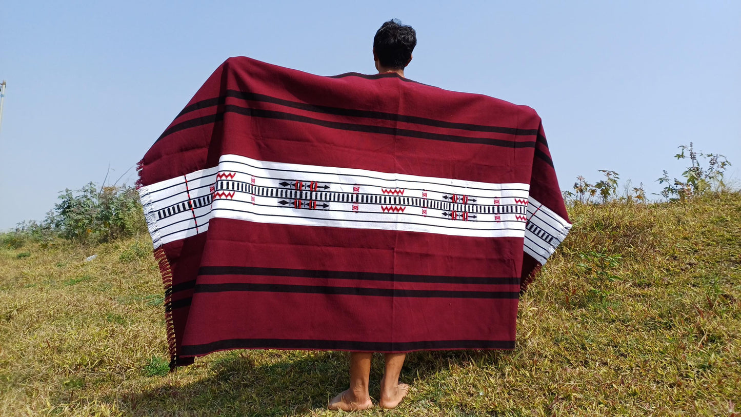 Handwoven Naga Tribes Traditional Blanket,Native Indians Shawl,Ethnic Embroidery Tribal Throw Blanket/Wrap,Tribal Home Decor,Earthy Clothing