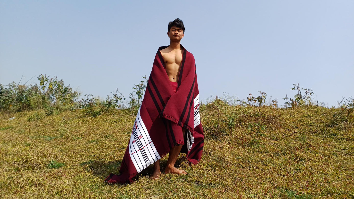 Handwoven Naga Tribes Traditional Blanket,Native Indians Shawl,Ethnic Embroidery Tribal Throw Blanket/Wrap,Tribal Home Decor,Earthy Clothing