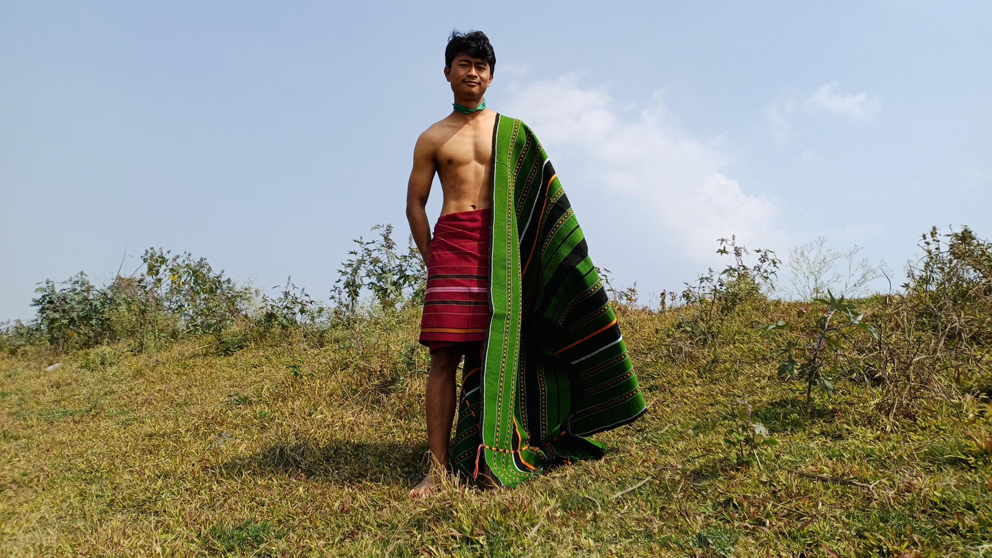 Large Thick Handwoven Black And Blue Naga Tribe Traditional Blanket,Ethnic Sofa Throw,Native Indian Cloth,Naga Tribe Shawl,Tribal Wall Decor