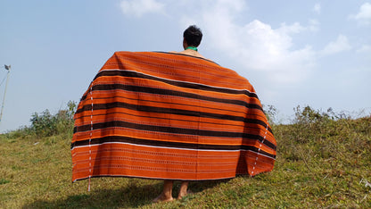 Large Thick Handwoven Black/Copper Naga Tribe Traditional Blanket,Ethnic Sofa Throw,Native Indian Cloth,Naga Tribes Shawl,Tribal Wall Decor