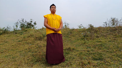 Layman Unisex Cotton Tibetan Buddhist Monk Meditation Robe,Monastery Style Spiritual Dress,Zen Prayer Sleeveless Shirt and Skirt/Wrap Cloth