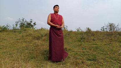 Custom-Made Layman Unisex Cotton Tibetan Buddhist Monk Meditation Robe,Monastery Style Spiritual Dress,Zen Prayer Shirt and Skirt/Wrap Cloth