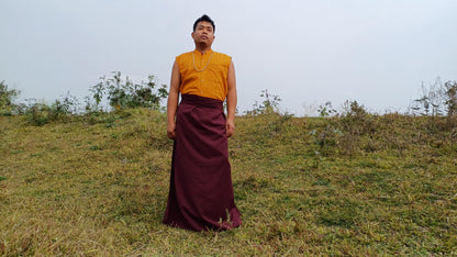 Layman Unisex Cotton Tibetan Buddhist Monk Meditation Robe Set,Monastery Style Spiritual Cloth Set,Zen Prayer Sleeveless Shirt /Wrap/Shawl