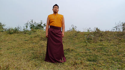 Layman Unisex Cotton Tibetan Buddhist Monk Meditation Robe,Monastery Style Spiritual Dress,Zen Prayer Sleeveless Shirt and Skirt/Wrap Cloth