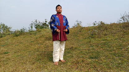 Custom-Made Tibetan Buddhist Monk Thick Cotton Brocade Meditation Jacket/Dhonka,Buddhist Monk Jacket,Monastry Style Spiritual Outerwear