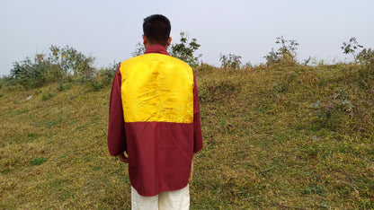 Custom-Made Tibetan Buddhist Monk Thick Cotton Brocade Meditation Jacket/Dhonka,Buddhist Monk Jacket,Monastry Style Spiritual Outerwear