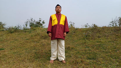 Custom-Made Tibetan Buddhist Monk Thick Cotton Brocade Meditation Jacket/Dhonka,Buddhist Monk Jacket,Monastry Style Spiritual Outerwear
