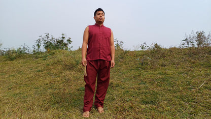 Organic Cotton Layman Tibetan Buddhist Meditation Cloth Set,Buddhist Sleeveless Shirt and Pants Spiritual Clothing,Zen Prayer Robe