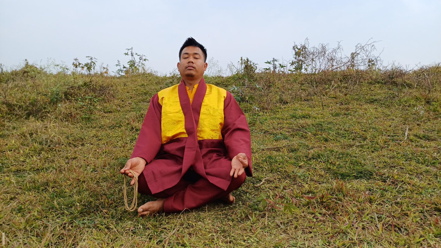 Layman Tibetan Buddhist Meditation Robe Set,Monastry Style Zen Meditation Dress Set,Temple Spiritual Costumes Clothing,Buddhist Prayer Robe